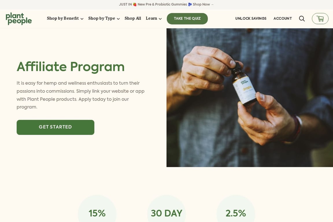 Plant People affiliate program signup page
