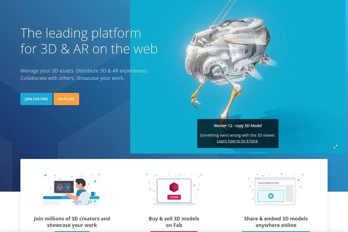Sketchfab Inc. homepage