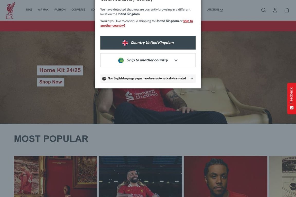 Liverpool FC homepage