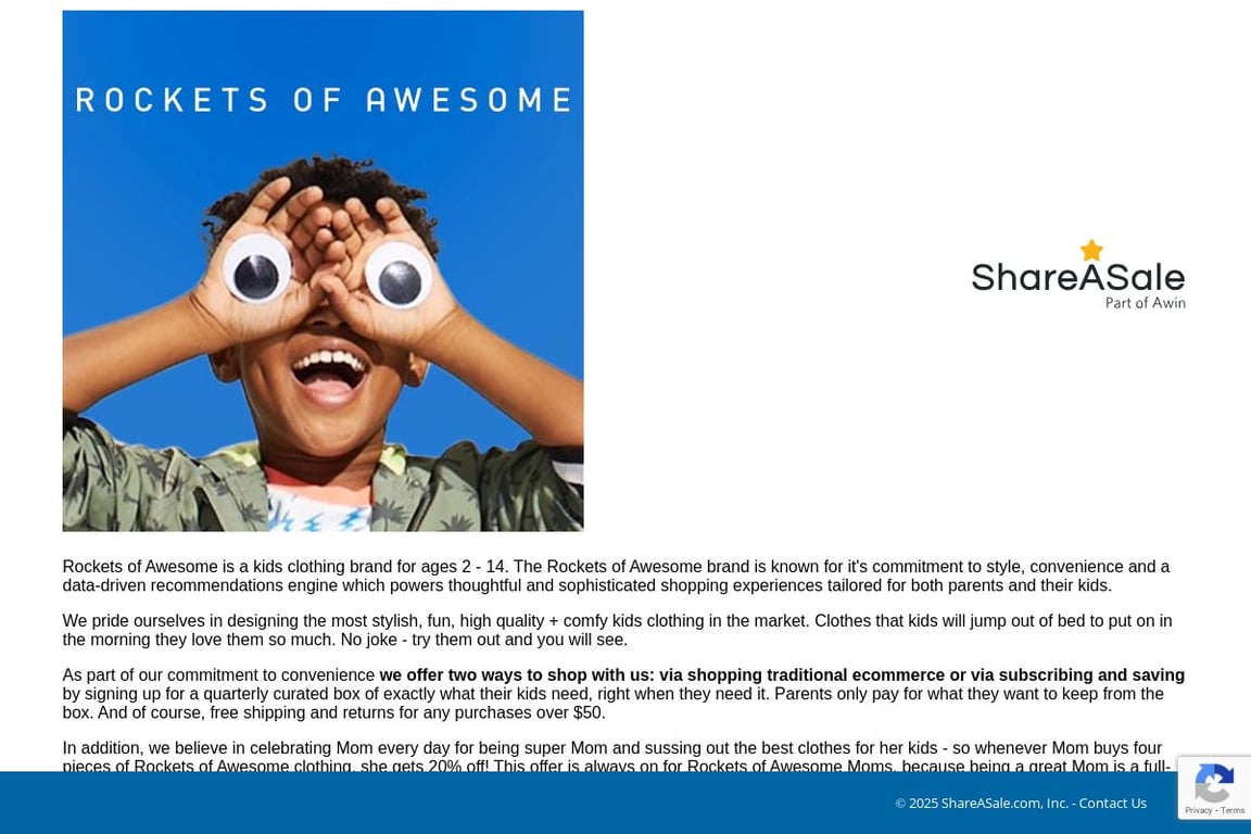 Rockets of Awesome affiliate program signup page