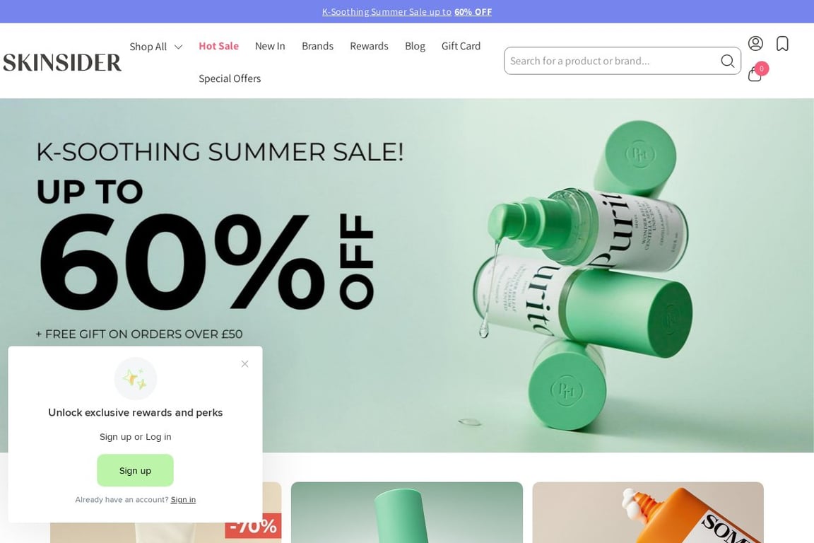 Skinsider homepage