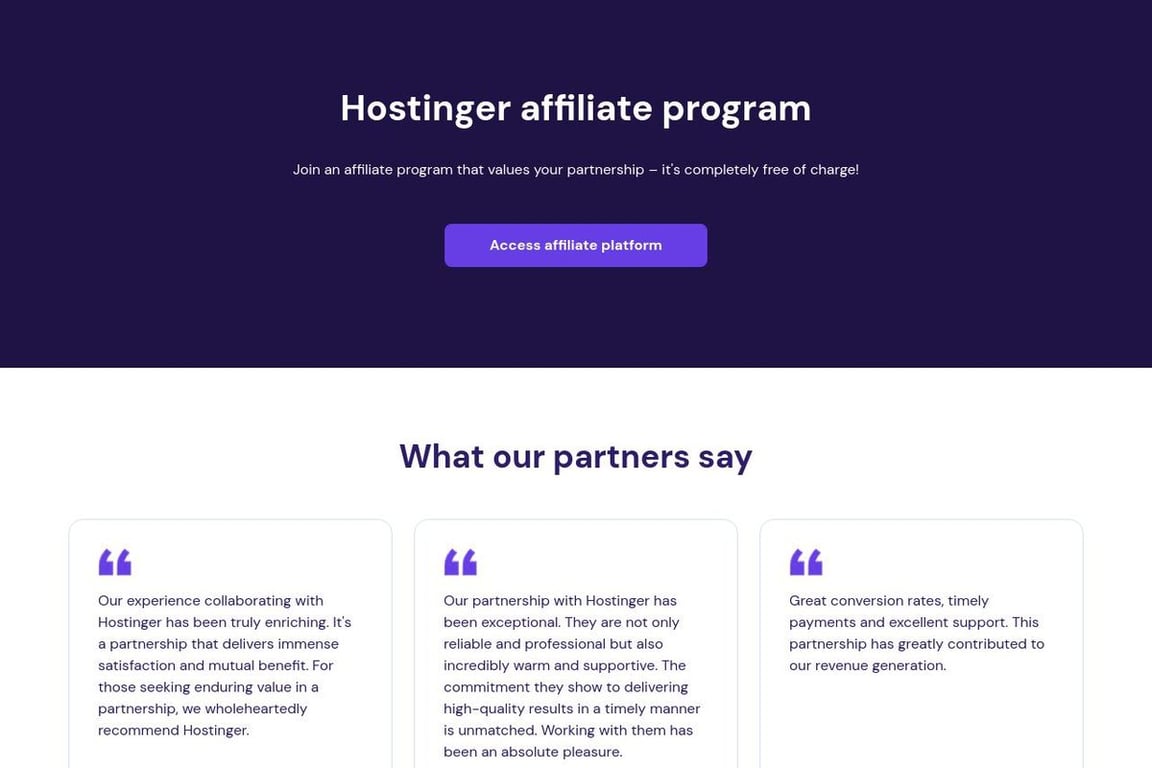 Hostinger (UK) affiliate program signup page