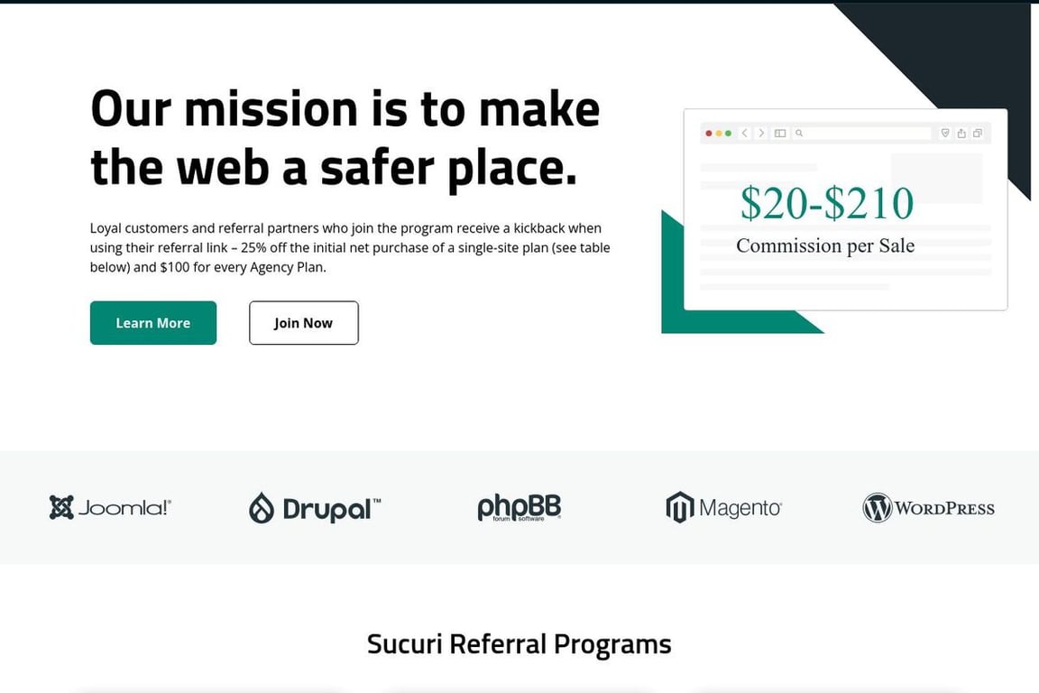 Sucuri affiliate program signup page