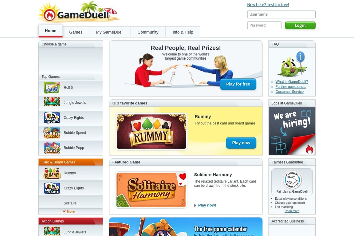 GameDuell homepage
