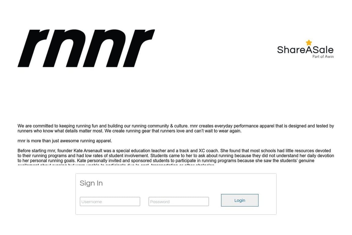 Rnnr affiliate program signup page