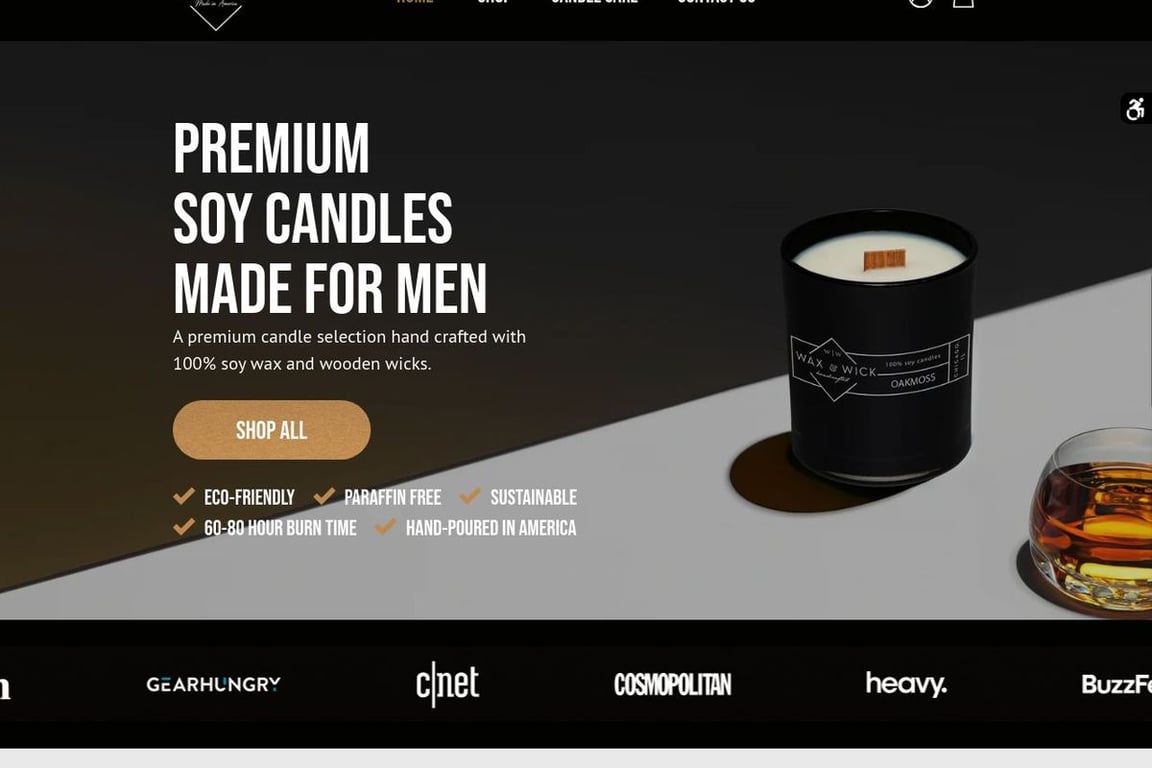 Wax and Wick homepage