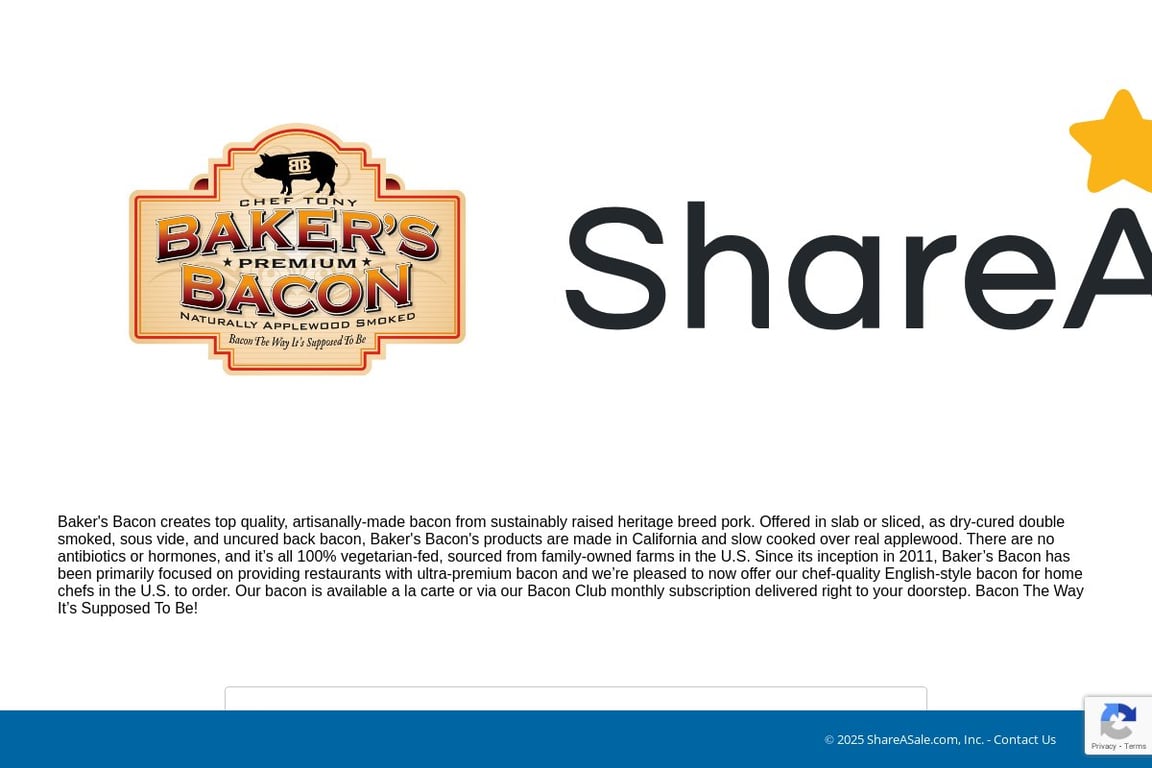 Baker’s Bacon affiliate program signup page