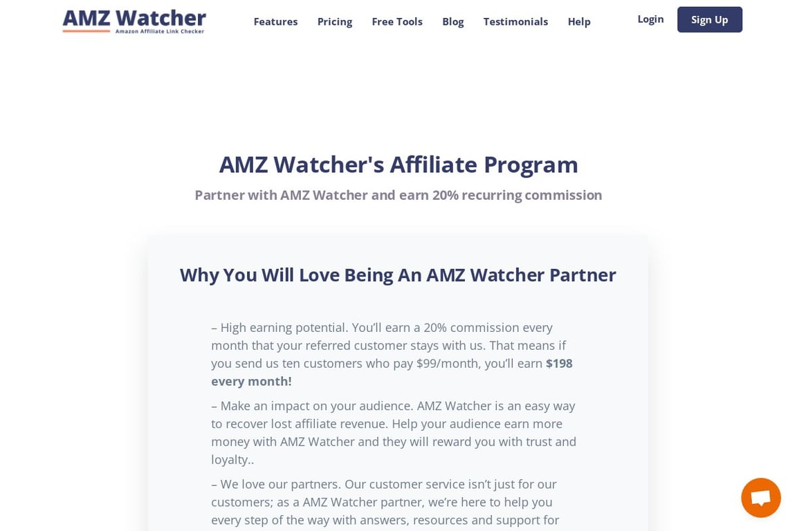 AMZ Watcher affiliate program signup page