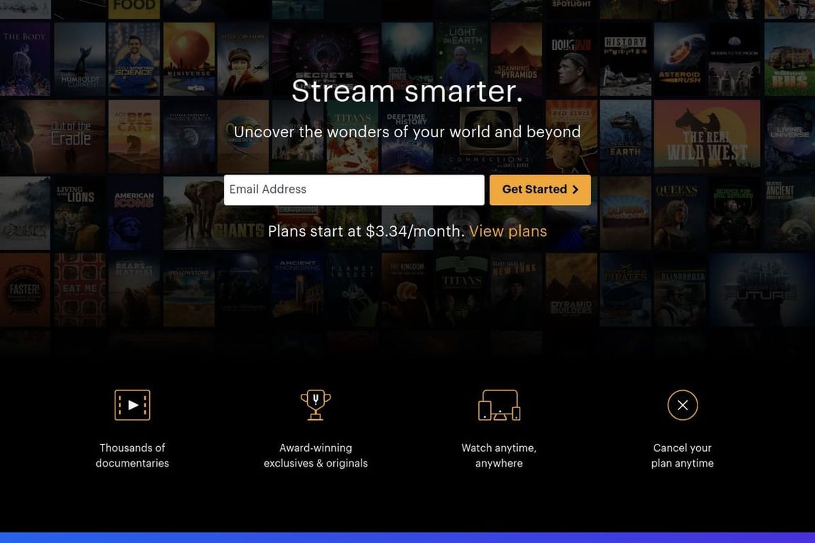 CuriosityStream Preferred homepage