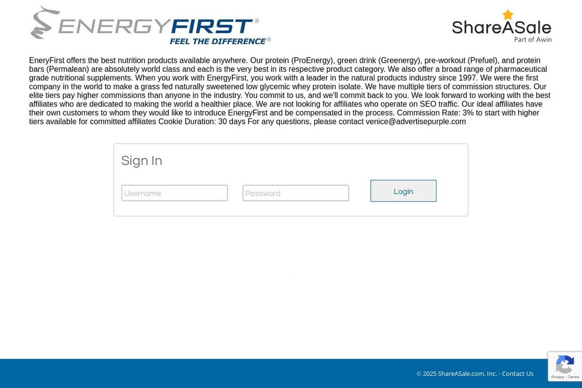 EnergyFirst affiliate program signup page