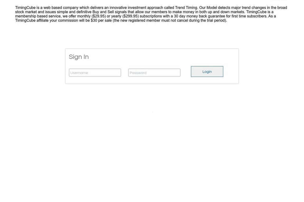 TimingCube affiliate program signup page