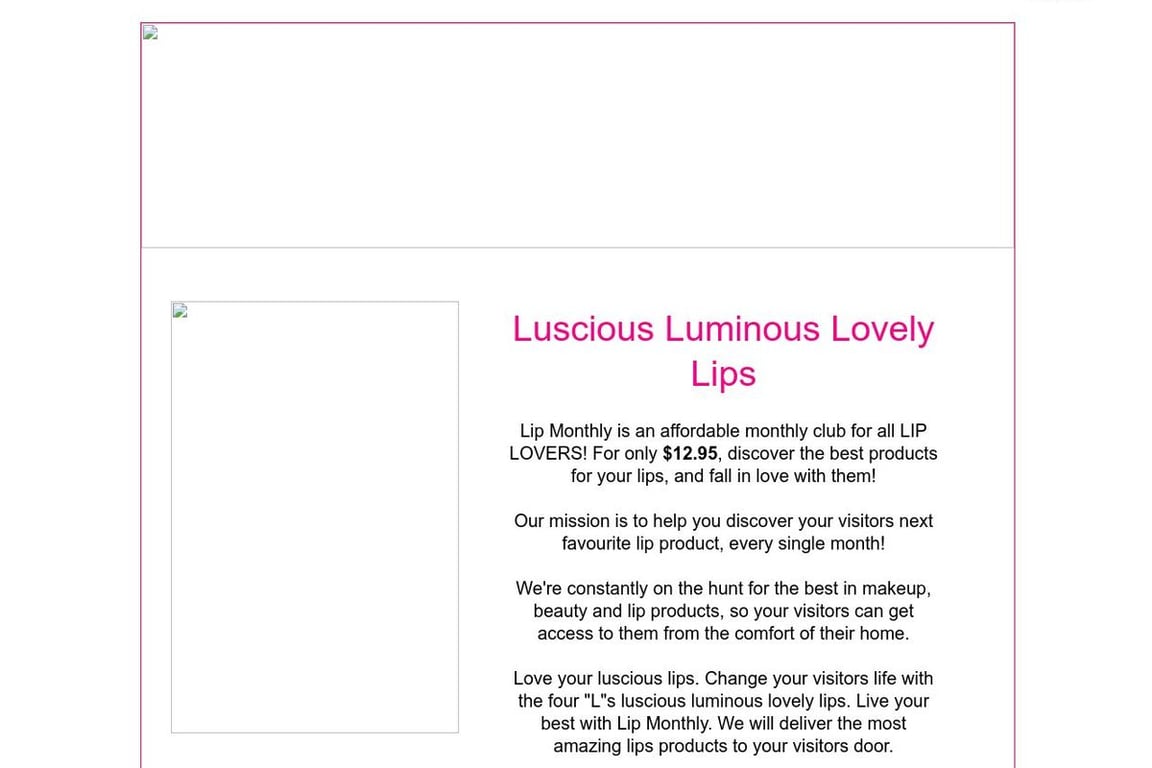Lip Monthly affiliate program signup page