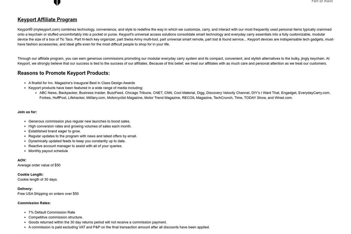 Keyport affiliate program signup page