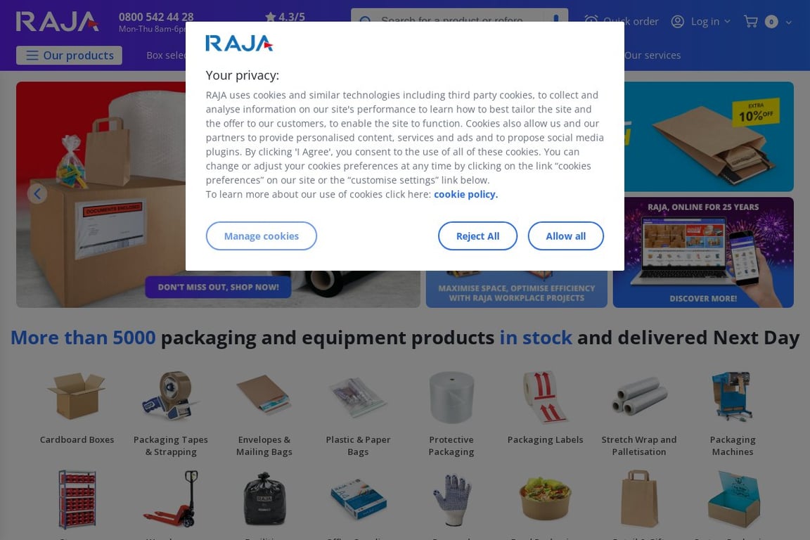 RAJA UK homepage