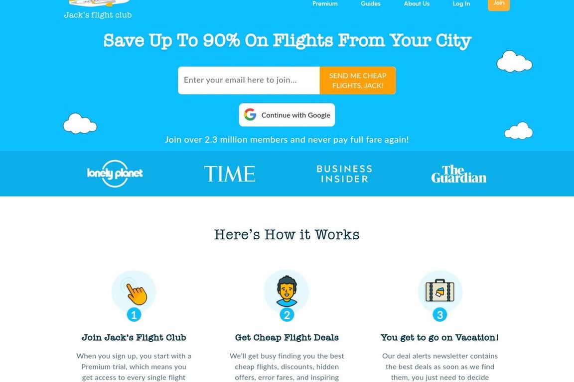 Jack’s Flight Club homepage