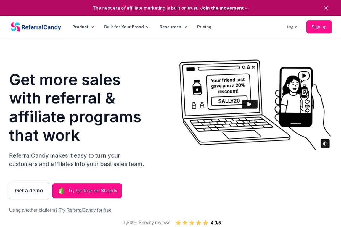 ReferralCandy affiliate program signup page