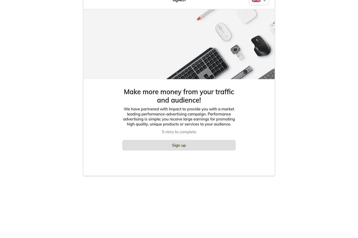 Logitech (France) affiliate program signup page