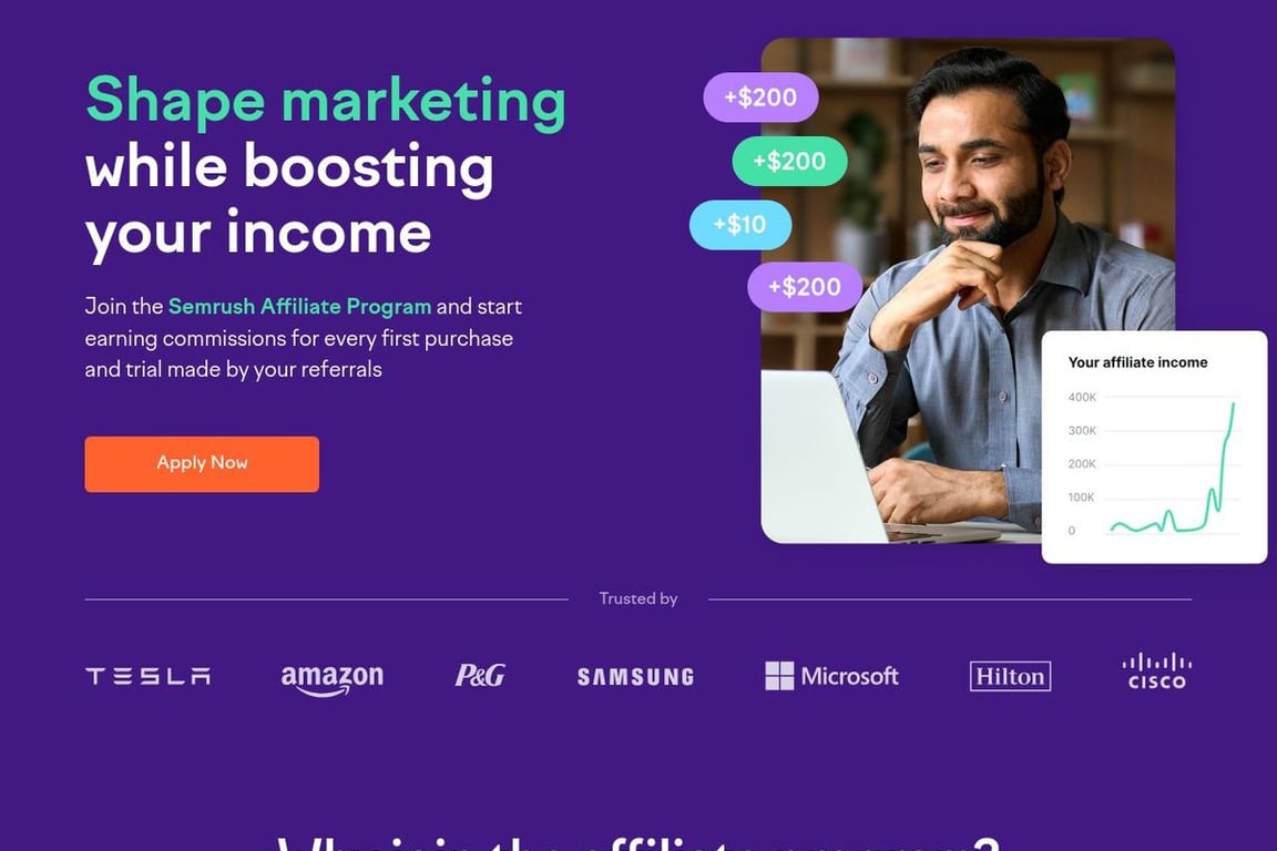 SEMrush affiliate program signup page