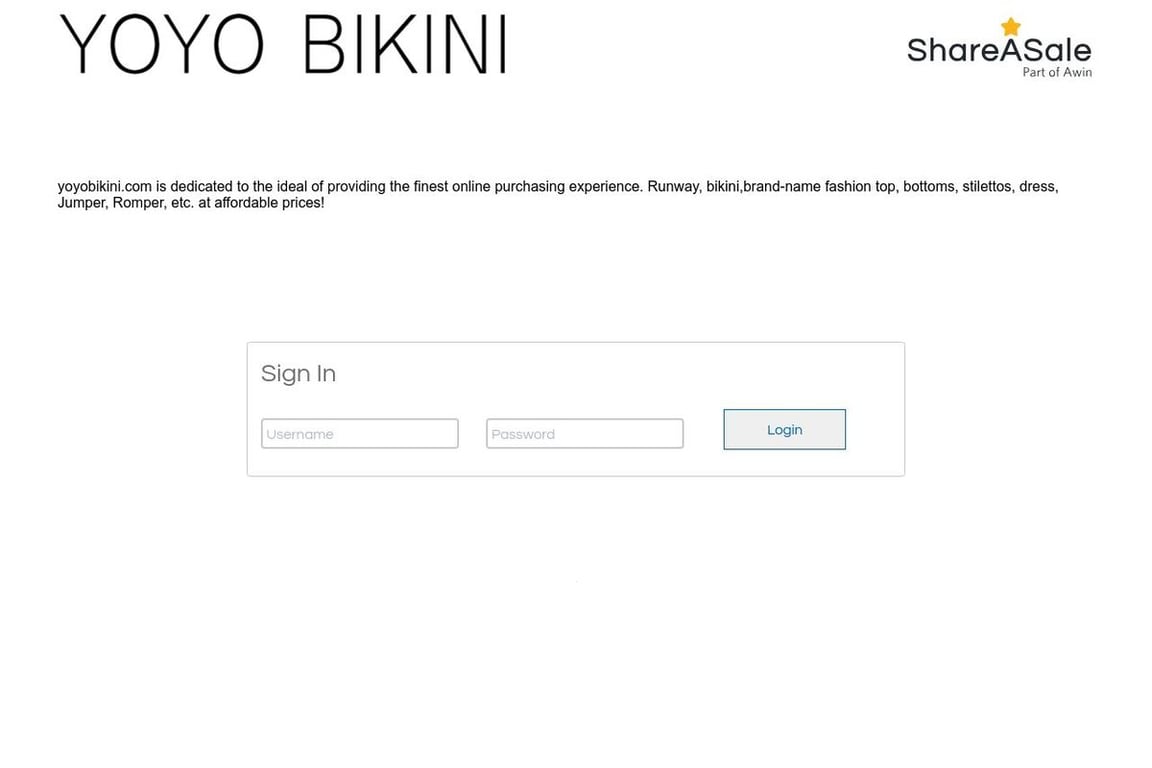 YOYO Bikini affiliate program signup page