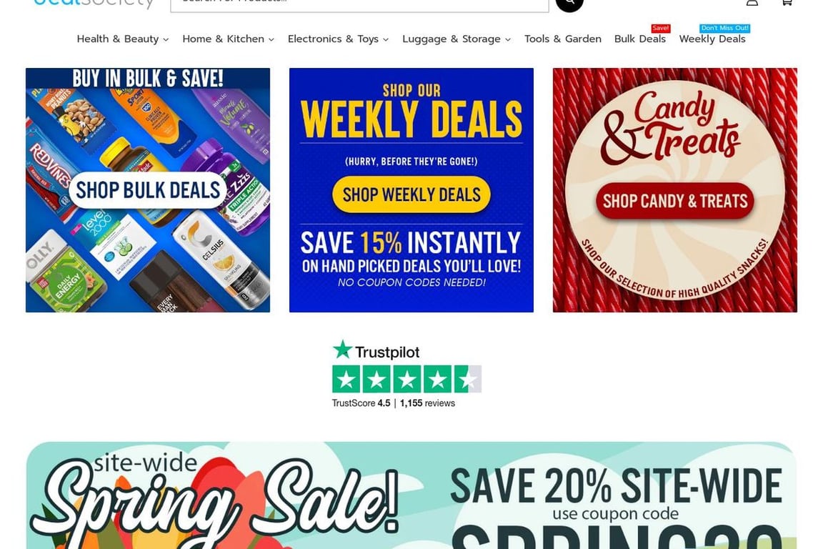 Deal Society homepage