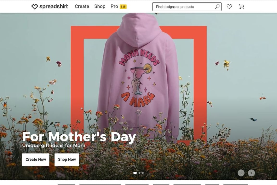 Spreadshirt homepage