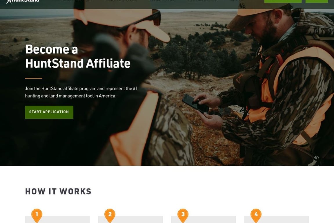 HuntStand affiliate program signup page