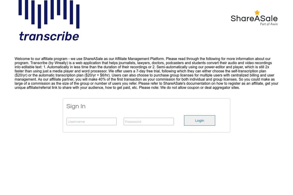 Wreally affiliate program signup page