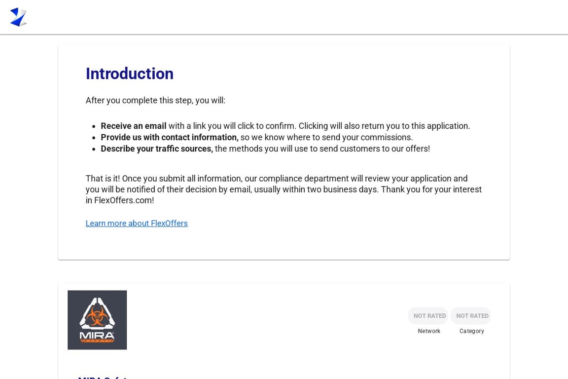 MIRA Safety affiliate program signup page