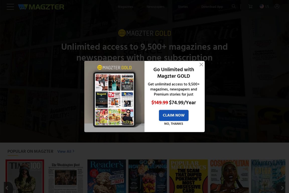 Magzter homepage