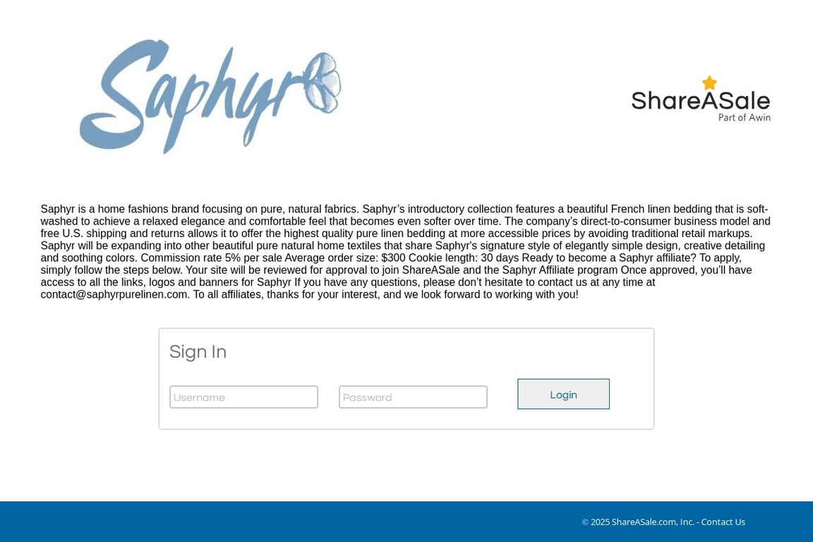 Saphyr affiliate program signup page