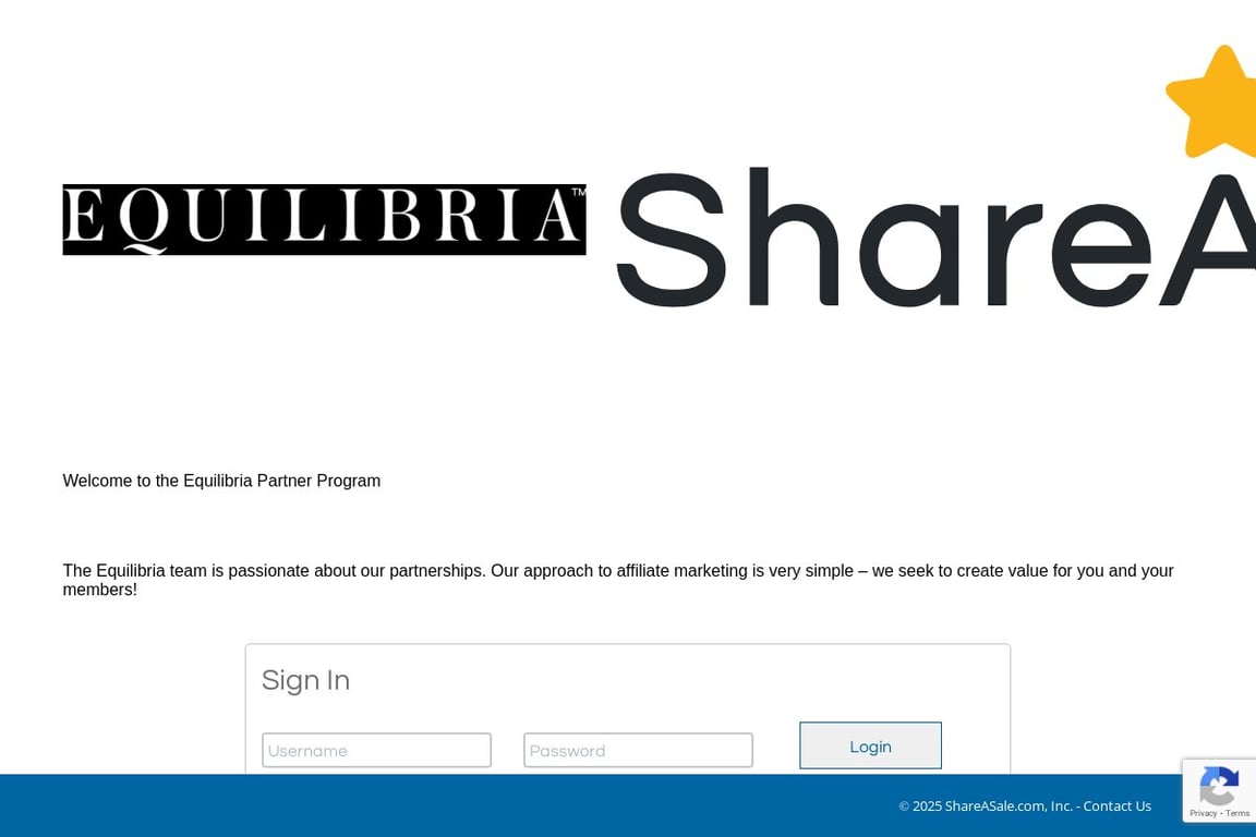 Equilibria Inc. affiliate program signup page
