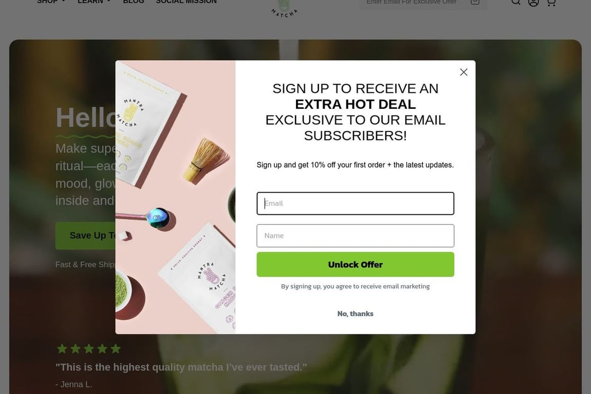 Mantra Matcha LLC homepage