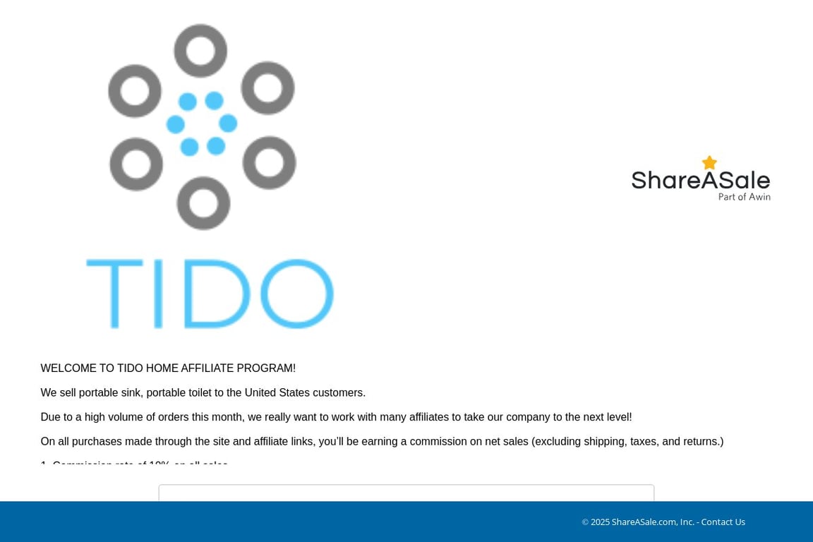 Tido Home affiliate program signup page
