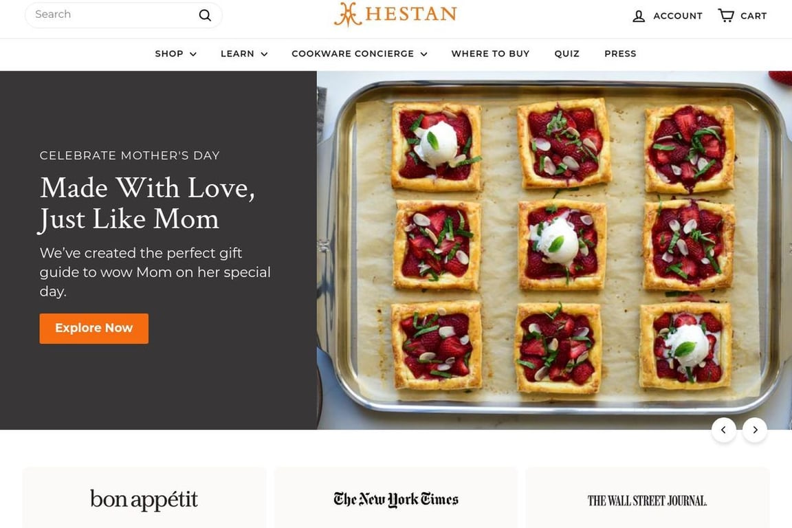 Hestan Culinary homepage
