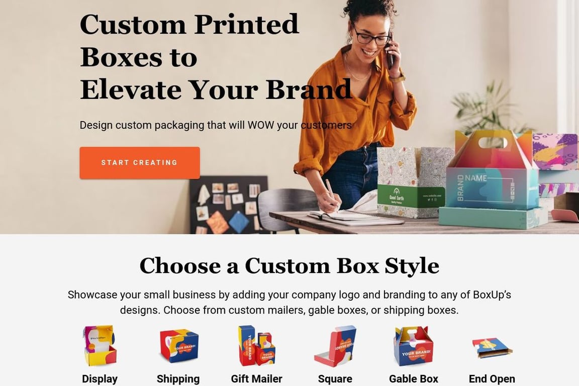 BoxUp homepage
