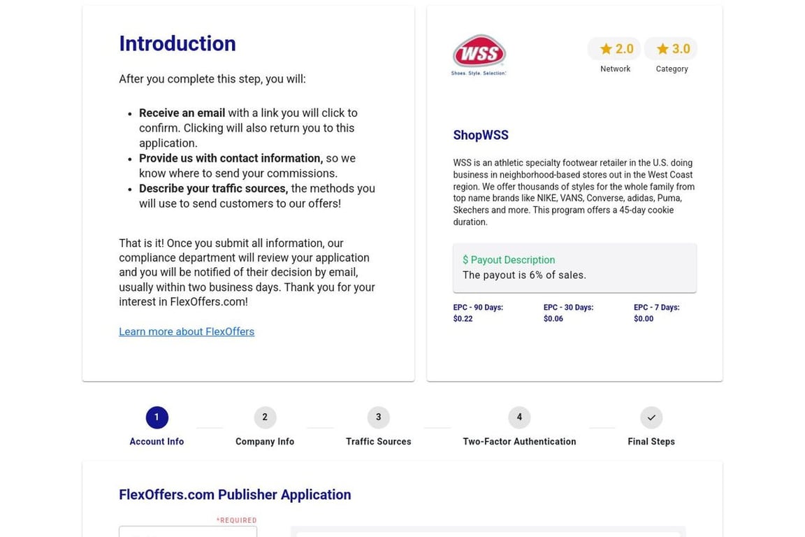 ShopWSS affiliate program signup page