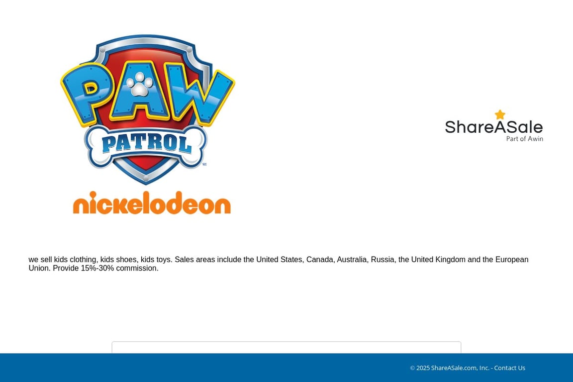 Paw Patrol Kids affiliate program signup page