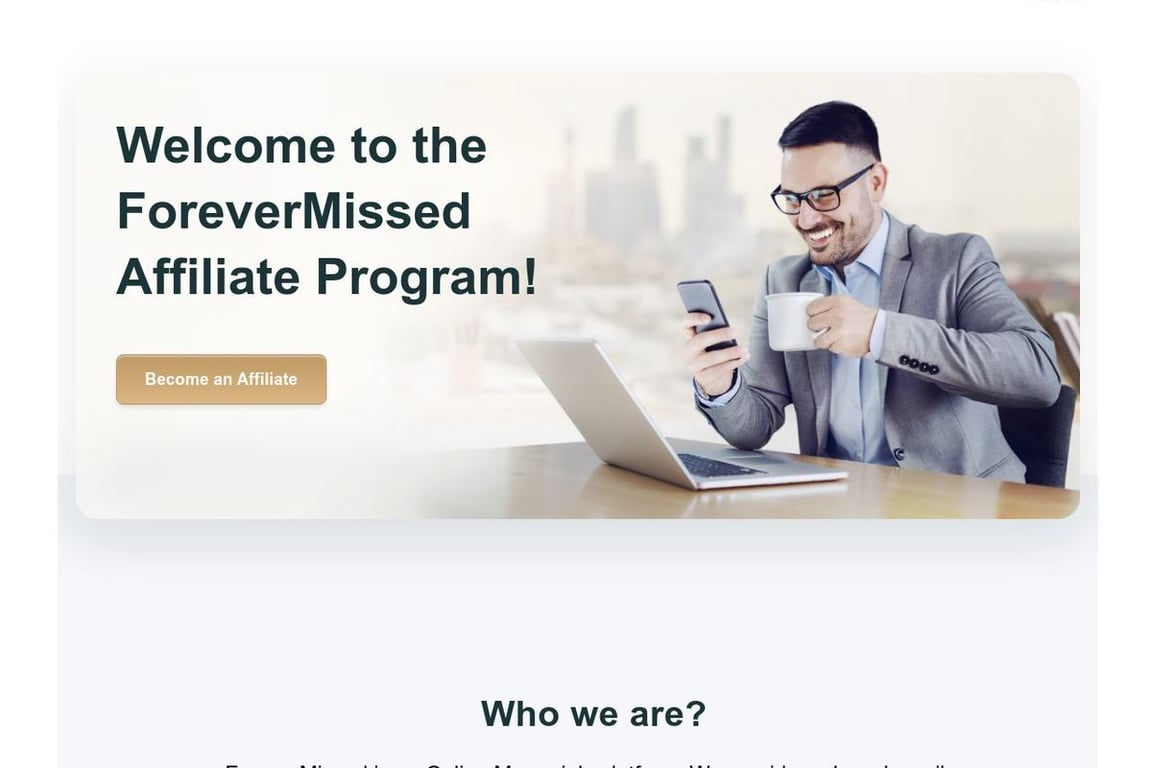 ForeverMissed affiliate program signup page