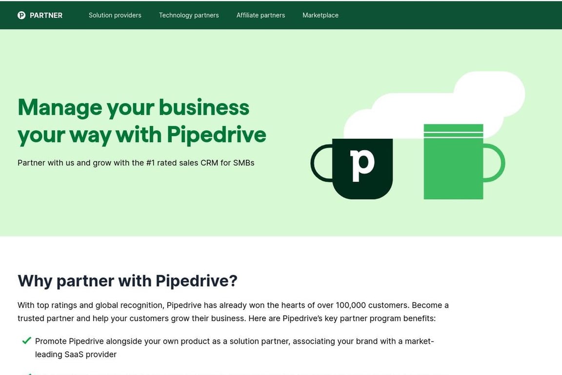 Pipedrive affiliate program signup page