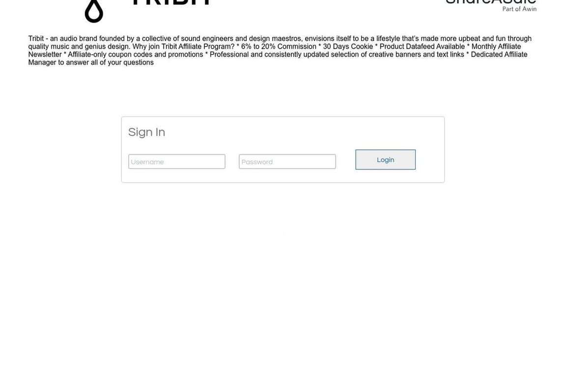 Tribit affiliate program signup page