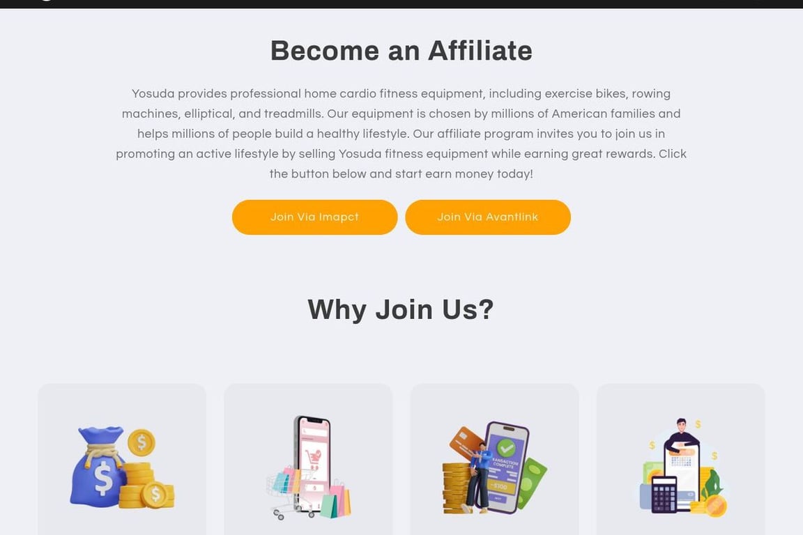 Yosuda Bikes affiliate program signup page