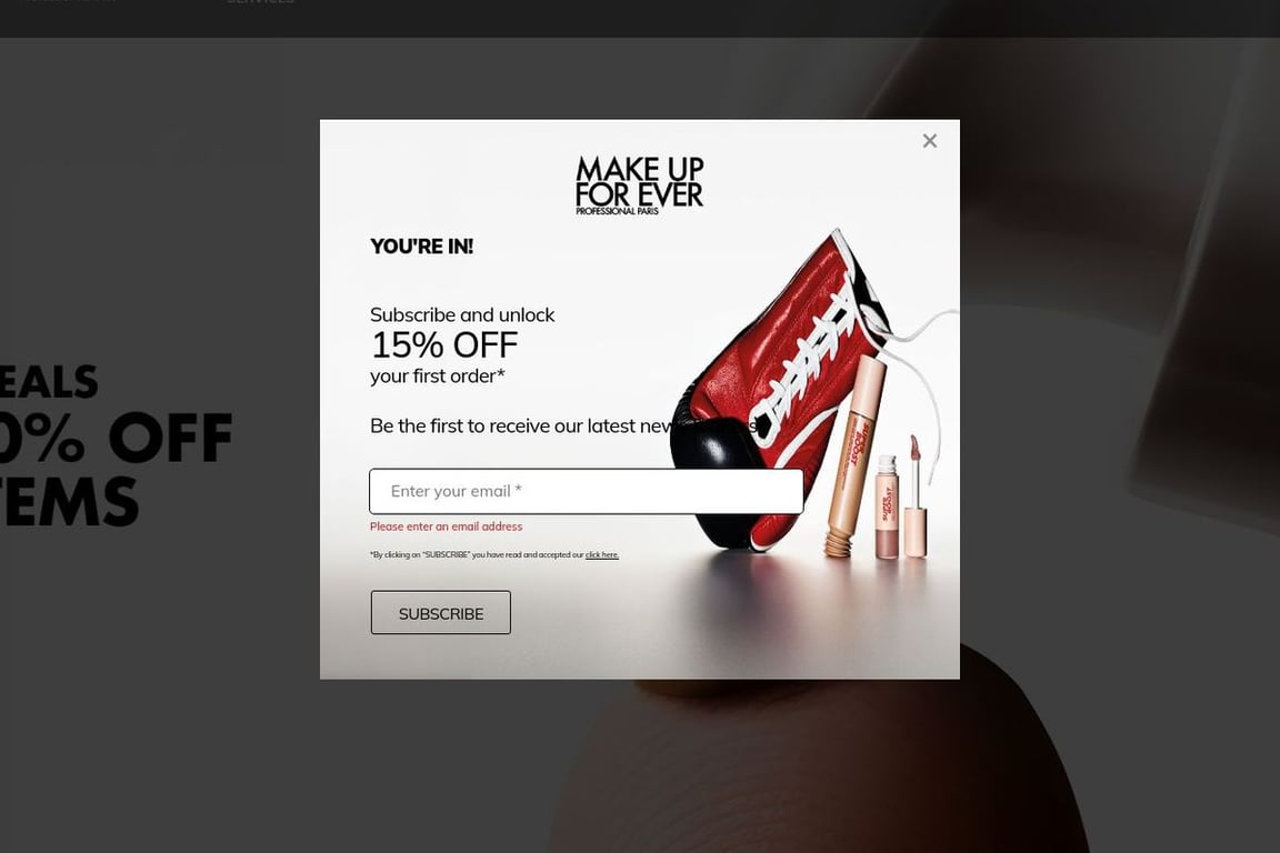 Make Up For Ever homepage