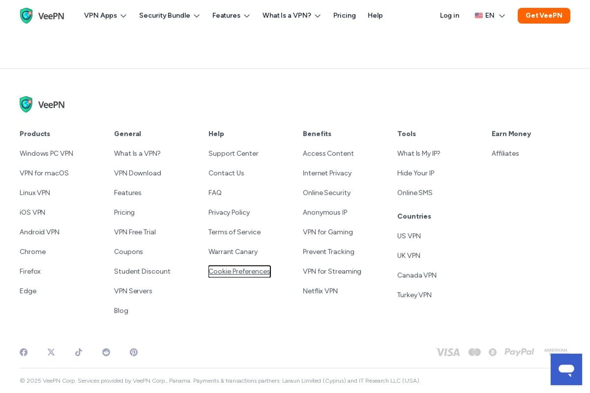 VeePN affiliate program signup page