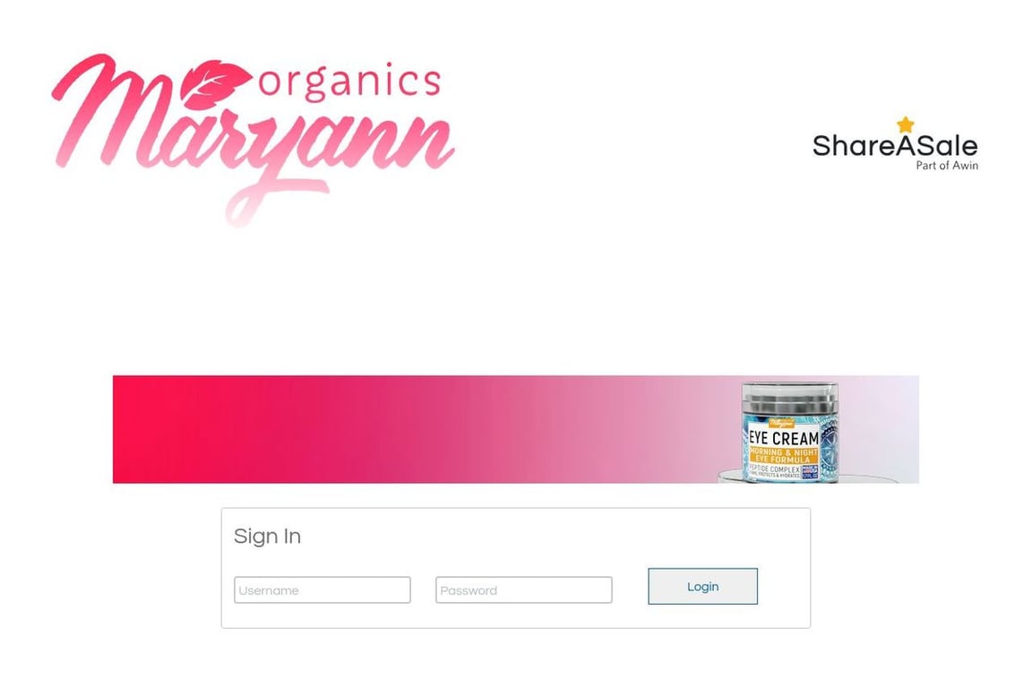 Maryann affiliate program signup page