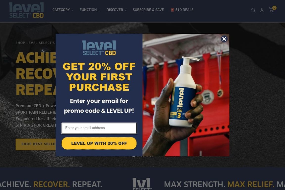 Level Select CBD homepage