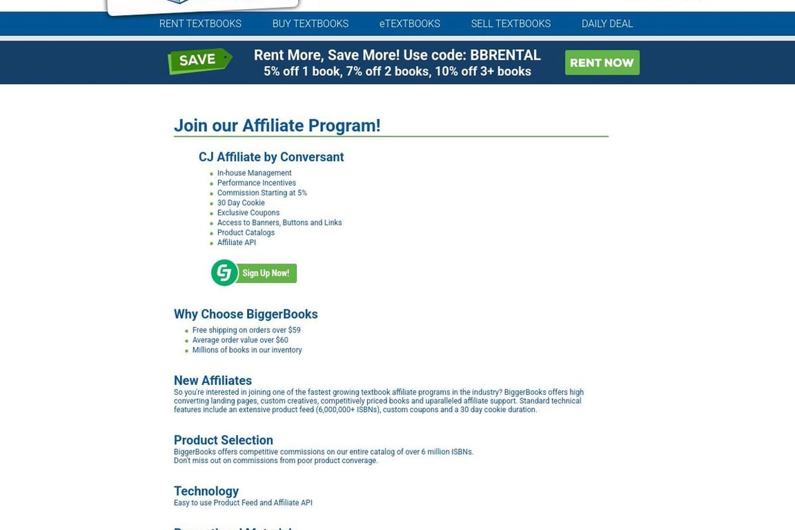 Bigger Books affiliate program signup page