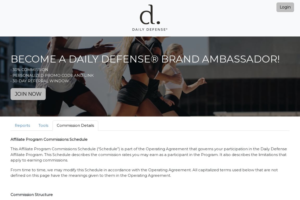 Daily Defense affiliate program signup page