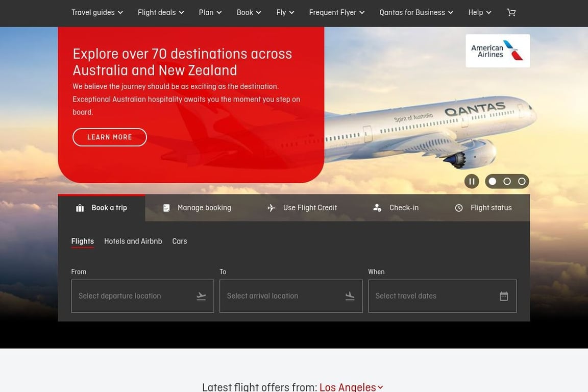 Qantas homepage