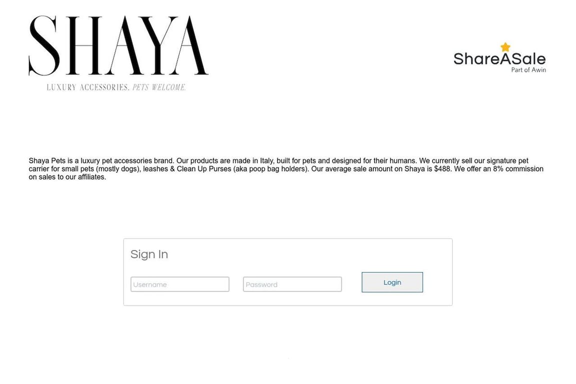 Shaya affiliate program signup page