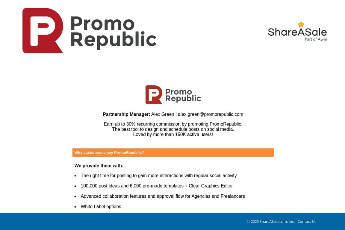 PromoRepublic affiliate program signup page
